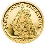 Памятная монета с изобрадением корабля Кука "Индевор"